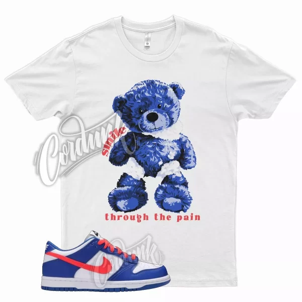 White SMILE Shirt for N Dunk Low Bright Crimson Game Royal Black Infrared Jezsport.com