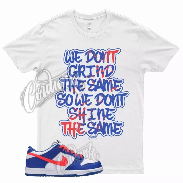 White GRIND Shirt for N Dunk Low Bright Crimson Game Royal Black Infrared Jezsport.com