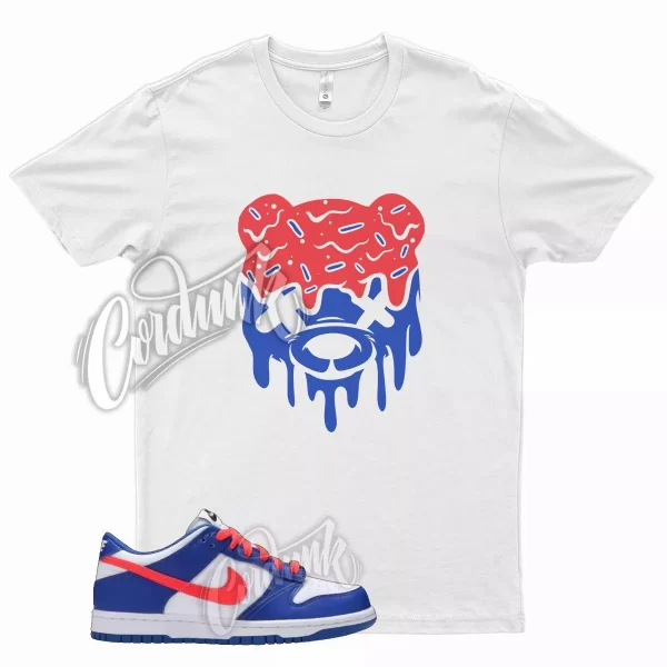 White DRIPPY Shirt for N Dunk Low Bright Crimson Game Royal Black Infrared Jezsport.com