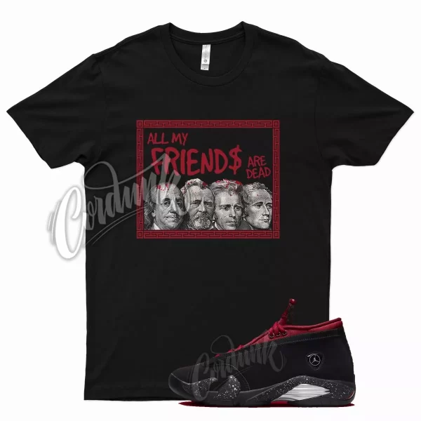 Black FRIENDS T Shirt for J1 14 Low Iconic Red Lipstick Gym Red Jezsport.com