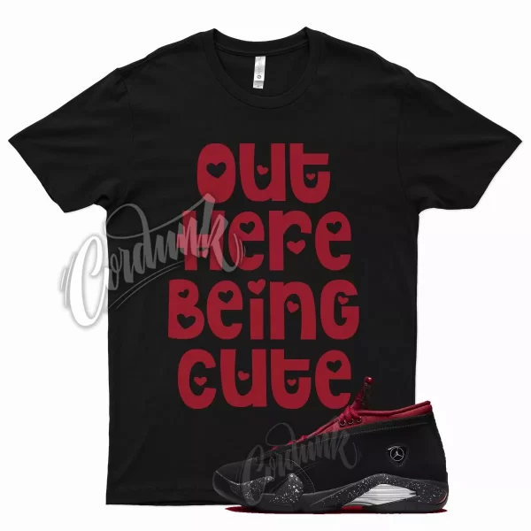 Black CUTE T Shirt for J1 14 Low Iconic Red Lipstick Gym Red Jezsport.com