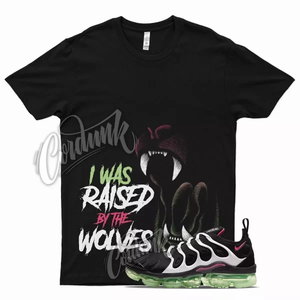 Black WOLVES T Shirt for N Air VaporMax Plus White Lime Glow Hyper Pink Jezsport.com