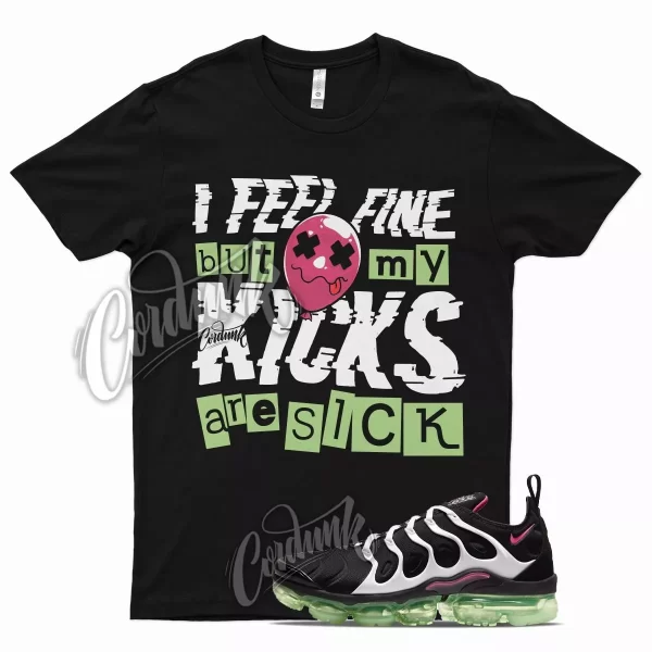 Black SICK V2 T Shirt for N Air VaporMax Plus White Lime Glow Hyper Pink Jezsport.com