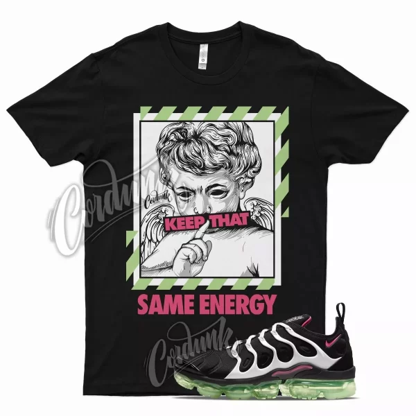 Black ENERGY T Shirt for N Air VaporMax Plus White Lime Glow Hyper Pink Jezsport.com