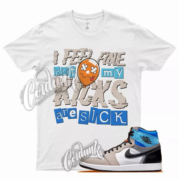 White SICK V2 T Shirt for J1 1 High OG Prototype Total Orange Multi Color Jezsport.com