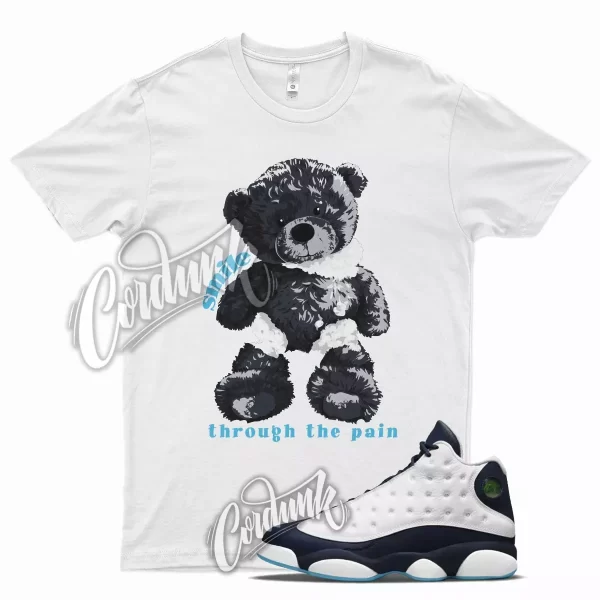 White SMILE T Shirt for J1 13 Obsidian Powder Blue Carolina Navy UNC Chill Jezsport.com