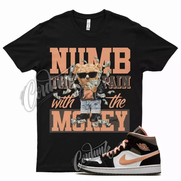 Black NUMB T Shirt for Air J1 1 Peach Mocha Apricot Agate Brown Jezsport.com