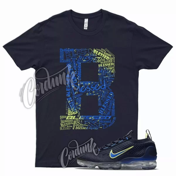 Navy BLESSED T Shirt for N Air Vapormax FK Flyknit Obsidian Racer Blue Lemon Jezsport.com