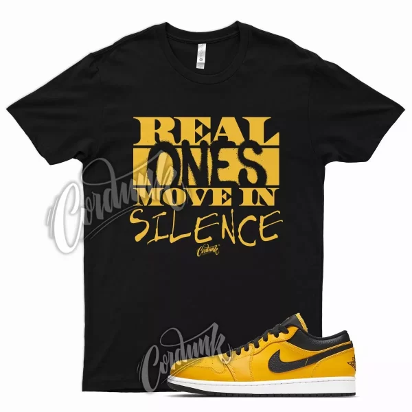 Black REAL T Shirt for Air J1 1 Low University Gold Pollen White Jezsport.com