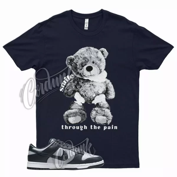 Navy SMILE T Shirt for N Dunk Low Georgetown Championship Grey 3 Uptempo Jezsport.com