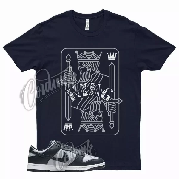 Navy KING T Shirt for N Dunk Low Georgetown George Town Trainer 3 Uptempo Jezsport.com