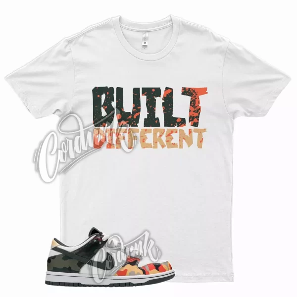 WHT BUILT T Shirt for N Dunk Low Sail Multi Camo Vintage Green Total Orange Jezsport.com