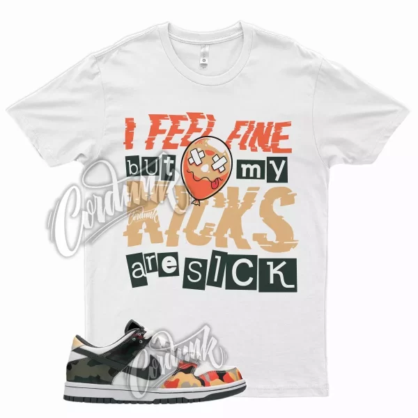 WHT SICK V2 T Shirt for N Dunk Low Sail Multi Camo Vintage Green Total Orange Jezsport.com