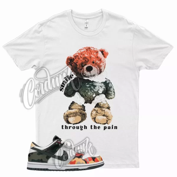 WHT SMILE T Shirt for N Dunk Low Sail Multi Camo Vintage Green Total Orange Jezsport.com