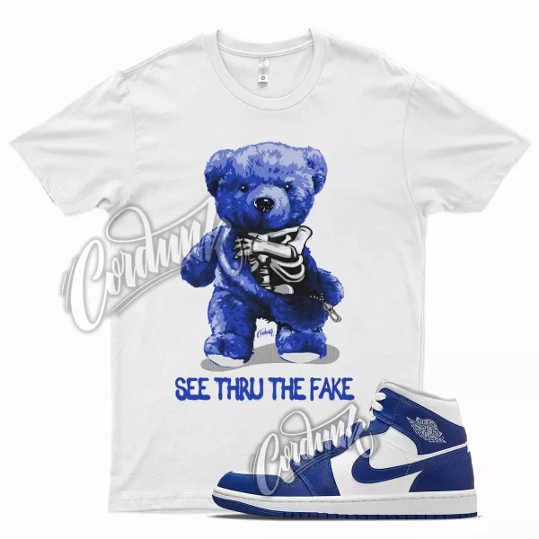 White THRU T Shirt for J1 1 Mid Hyper Royal Blue Game Jezsport.com