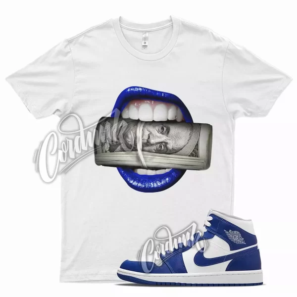 White ROLL T Shirt for J1 1 Mid Hyper Royal Blue Game Jezsport.com