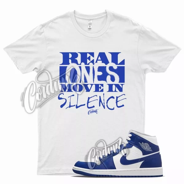 White REAL T Shirt for J1 1 Mid Hyper Royal Blue Game Jezsport.com