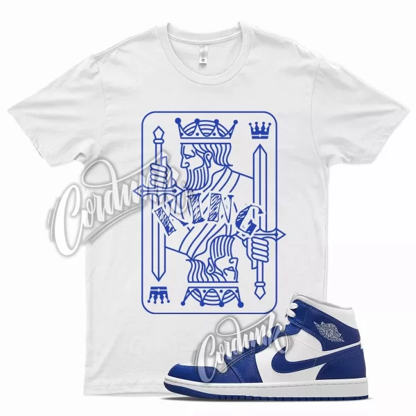 White KING T Shirt for J1 1 Mid Hyper Royal Blue Game Jezsport.com