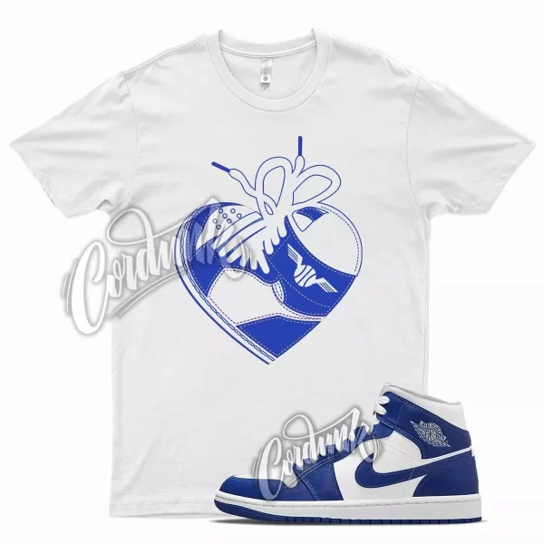 White HEART T Shirt for J1 1 Mid Hyper Royal Blue Game Jezsport.com