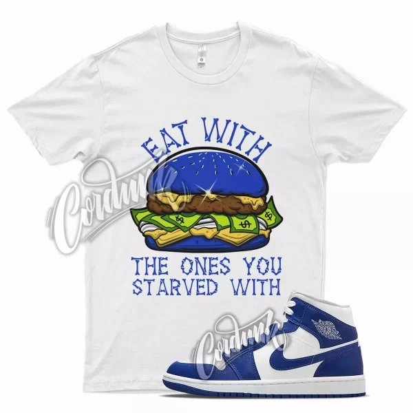 White EAT T Shirt for J1 1 Mid Hyper Royal Blue Game Jezsport.com