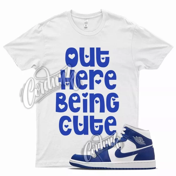 White CUTE Shirt for J1 1 Mid Hyper Royal Blue Game Jezsport.com