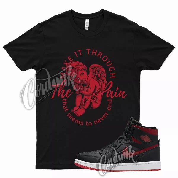 Black TP Shirt for J1 1 Zoom Comfort WMNS Bred University Red Varsity Jezsport.com