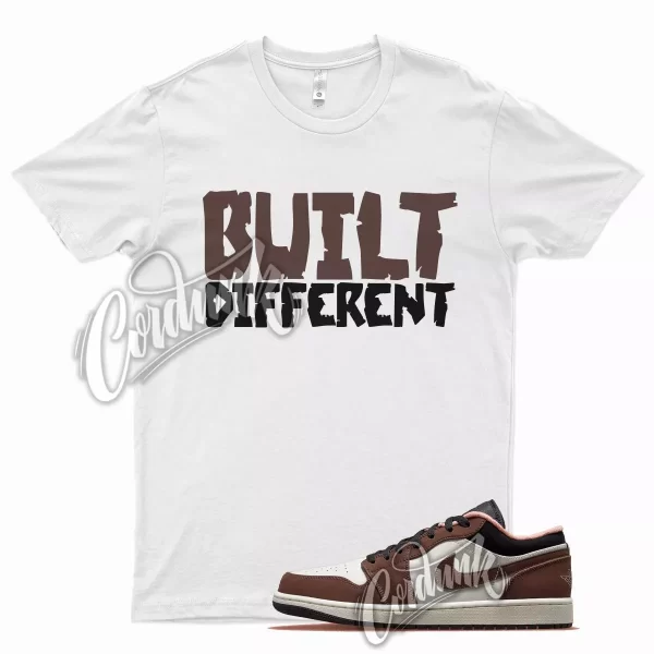 White BUILT T Shirt for J1 1 Low Mocha Brown Chocolate Baroque Dunk Patina Jezsport.com