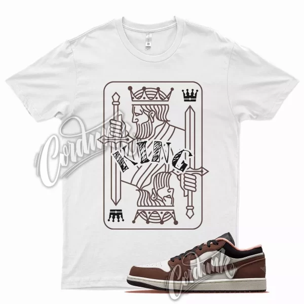 White KING T Shirt for J1 1 Low Mocha Brown Chocolate Baroque Dunk Patina Jezsport.com