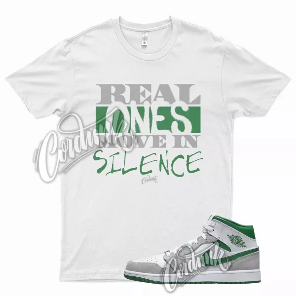 White REAL Shirt for J1 1 Mid Grey Green Dunk Air Max Vapormax Jezsport.com