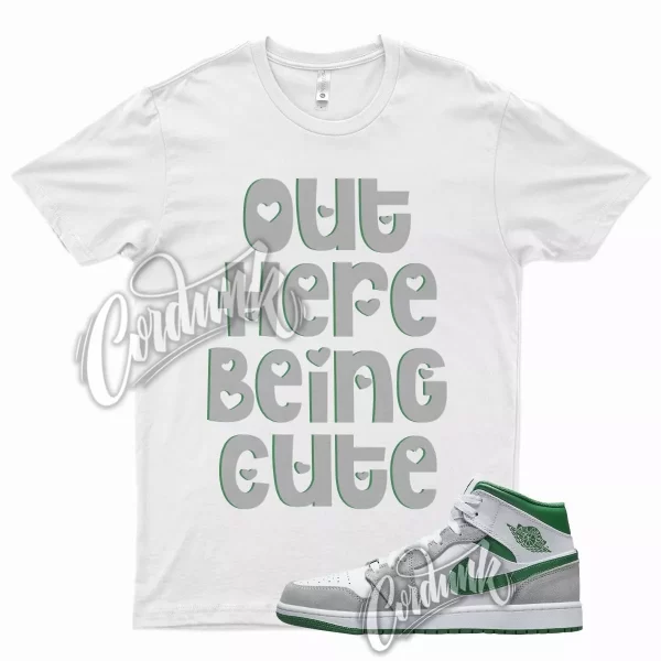 White CUTE Shirt for J1 1 Mid Grey Green Dunk Air Max Vapormax Jezsport.com