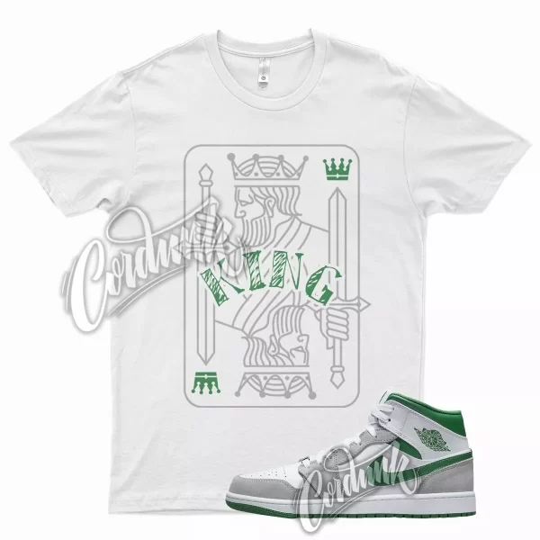 White KING Shirt for J1 1 Mid Grey Green Dunk Air Max Vapormax Jezsport.com