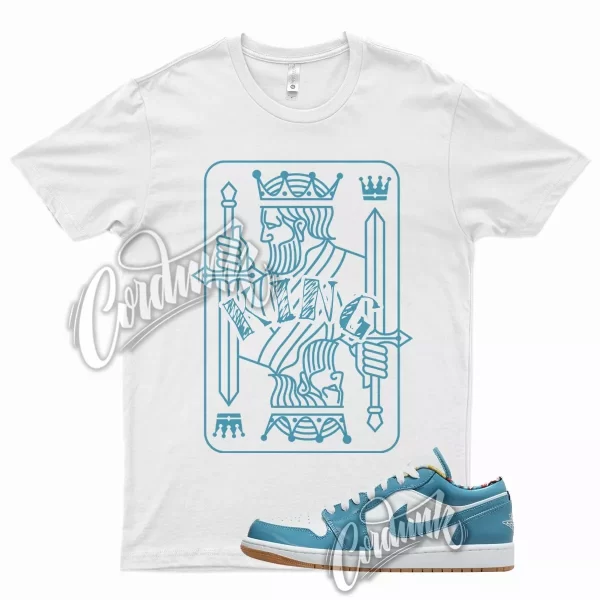 White KING T Shirt for Air J1 1 Low Teal Aqua Blue All Star Chlorine Jezsport.com