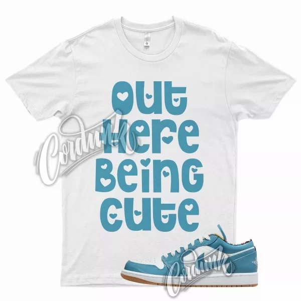 White CUTE T Shirt for Air J1 1 Low Teal Aqua Blue All Star Chlorine Jezsport.com