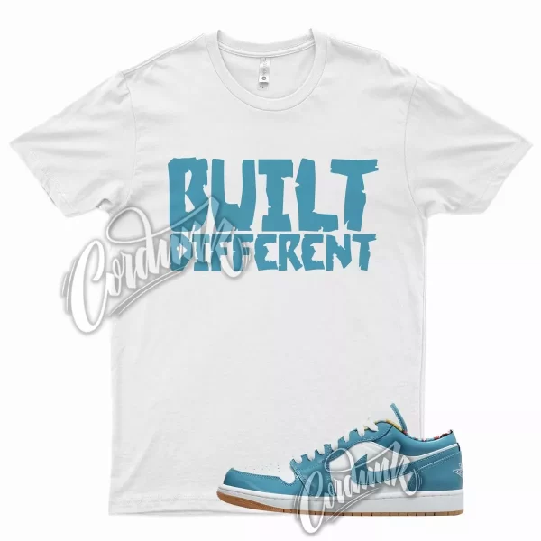 White BUILT T Shirt for Air J1 1 Low Teal Aqua Blue All Star Chlorine Jezsport.com