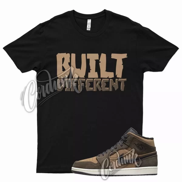 Black BUILT T Shirt for Air J1 1 Mid Brown Earth Tone Mocha 10 Chocolate Jezsport.com