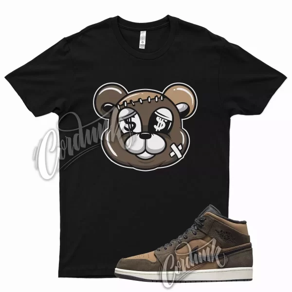 Black STITCH T Shirt for Air J1 1 Mid Brown Earth Tone Mocha 10 Chocolate Jezsport.com