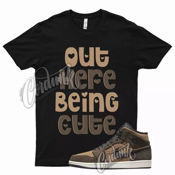 Black CUTE T Shirt for Air J1 1 Mid Brown Earth Tone Mocha 10 Chocolate Jezsport.com