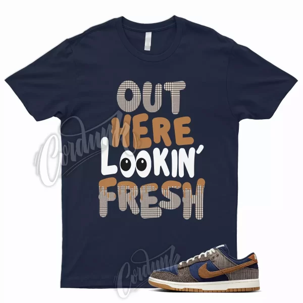 FRESH T Shirt for Dunk Low Tweed Corduroy Midnight Navy Ale Baroque Brown Tartan Jezsport.com