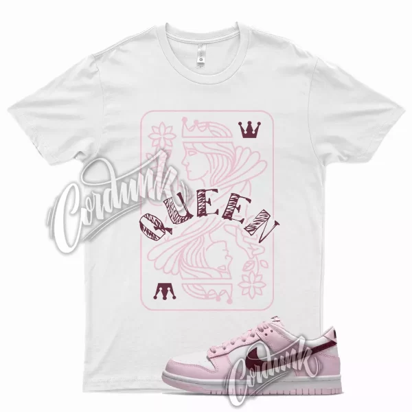 White QUEEN T Shirt for Dunk Low Pink Foam Love Letter Valentine's Day Arctic Jezsport.com