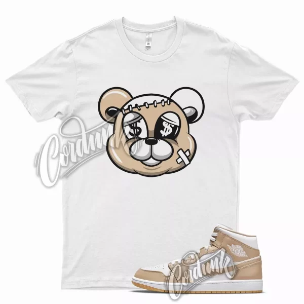 White STITCH T Shirt for Air J1 1 Mid Hemp Gum Yellow Jezsport.com