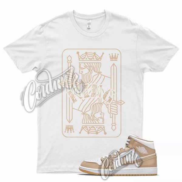 White KING T Shirt for Air J1 1 Mid Hemp Gum Yellow Jezsport.com