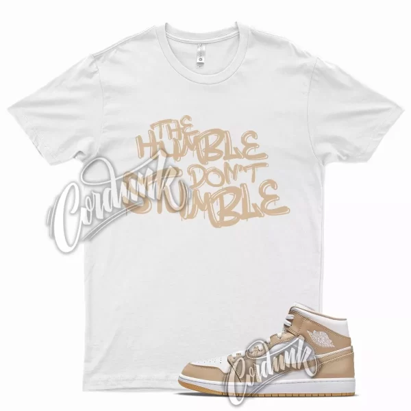 White HUMBLE T Shirt for Air J1 1 Mid Hemp Gum Yellow Jezsport.com