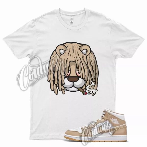 White DREAD T Shirt for Air J1 1 Mid Hemp Gum Yellow Jezsport.com