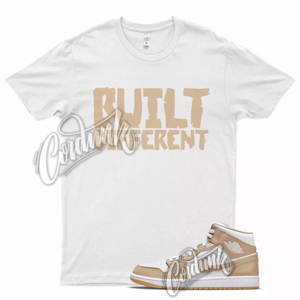 White BUILT T Shirt for Air J1 1 Mid Hemp Gum Yellow Jezsport.com