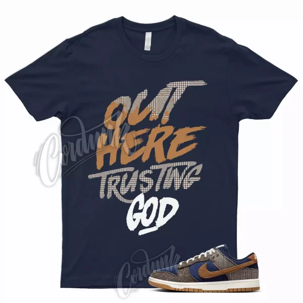 TG T Shirt for Dunk Low Tweed Corduroy Midnight Navy Ale Baroque Brown Tartan Jezsport.com