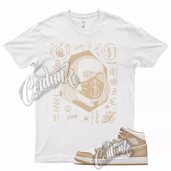 White BF T Shirt for Air J1 1 Mid Hemp Gum Yellow Jezsport.com