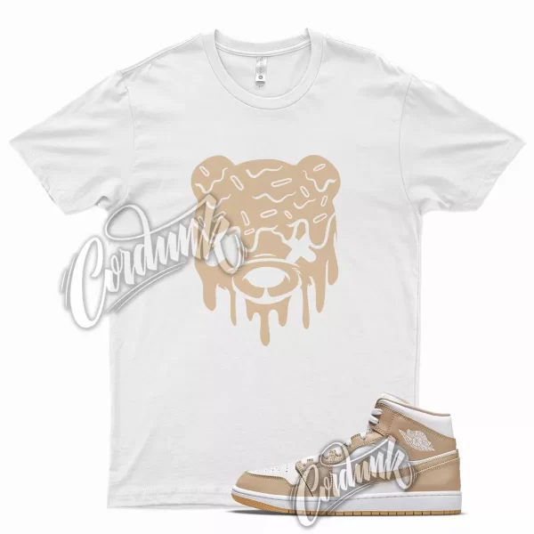 White DRIPPY T Shirt for Air J1 1 Mid Hemp Gum Yellow Jezsport.com