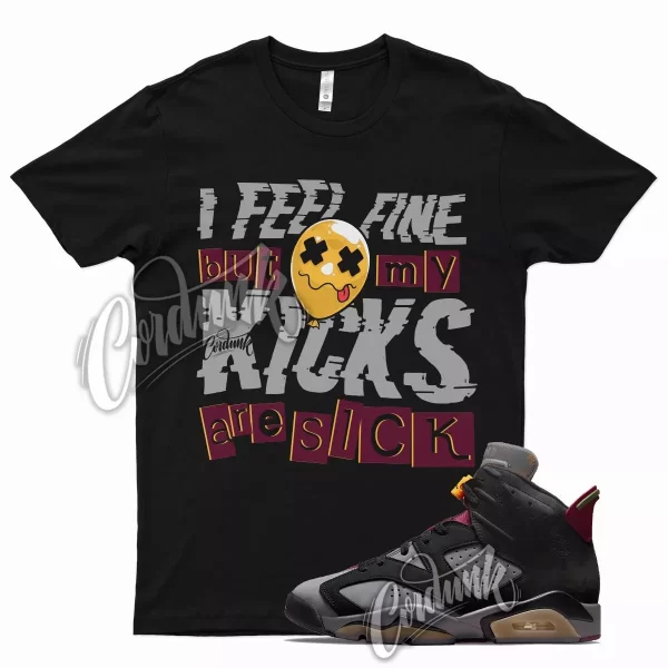 Black SICK V2 Shirt for Air J1 6 Bordeaux Graphite Dark Grey Maroon Charcoal Jezsport.com