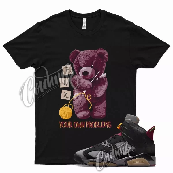 Black FIX Shirt for Air J1 6 Bordeaux Graphite Dark Grey Maroon Charcoal Jezsport.com