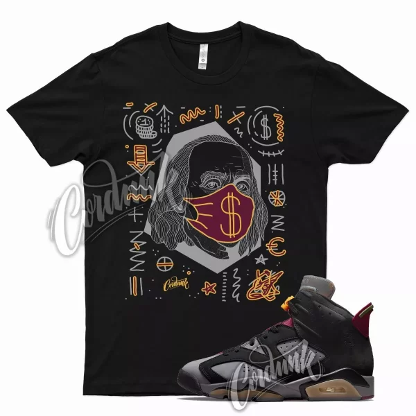 Black BF Shirt for Air J1 6 Bordeaux Graphite Dark Grey Maroon Charcoal Jezsport.com